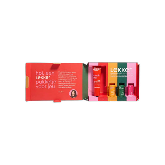 Gift Set Lekker - innihald: handkrem, tvö travel deodorant og varasalvi