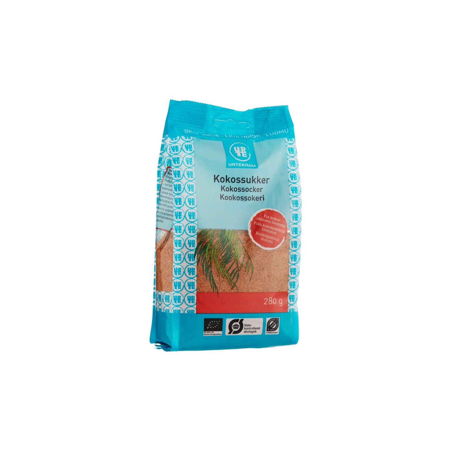 Urtekram lífrænn kókospálmasykur, 280 g pakki