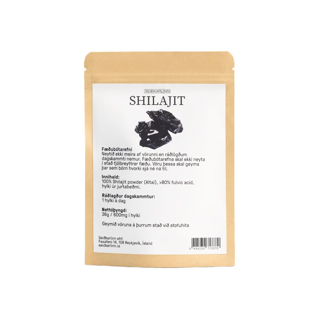 Shilajit 60 hylki - bakhlið