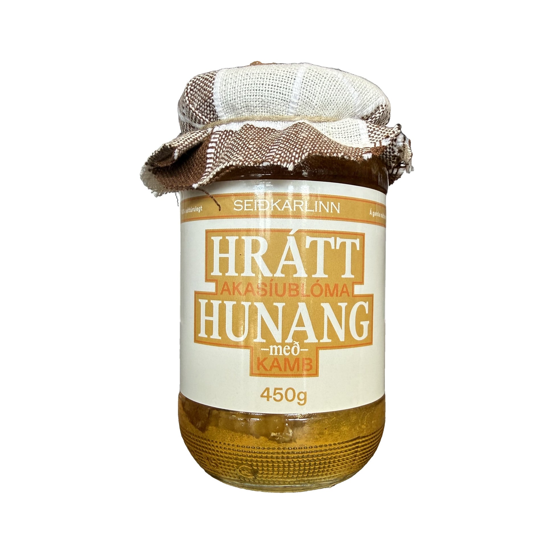 Hrátt akasíublóma hunang með kamb 450g frá Seiðkarlinum