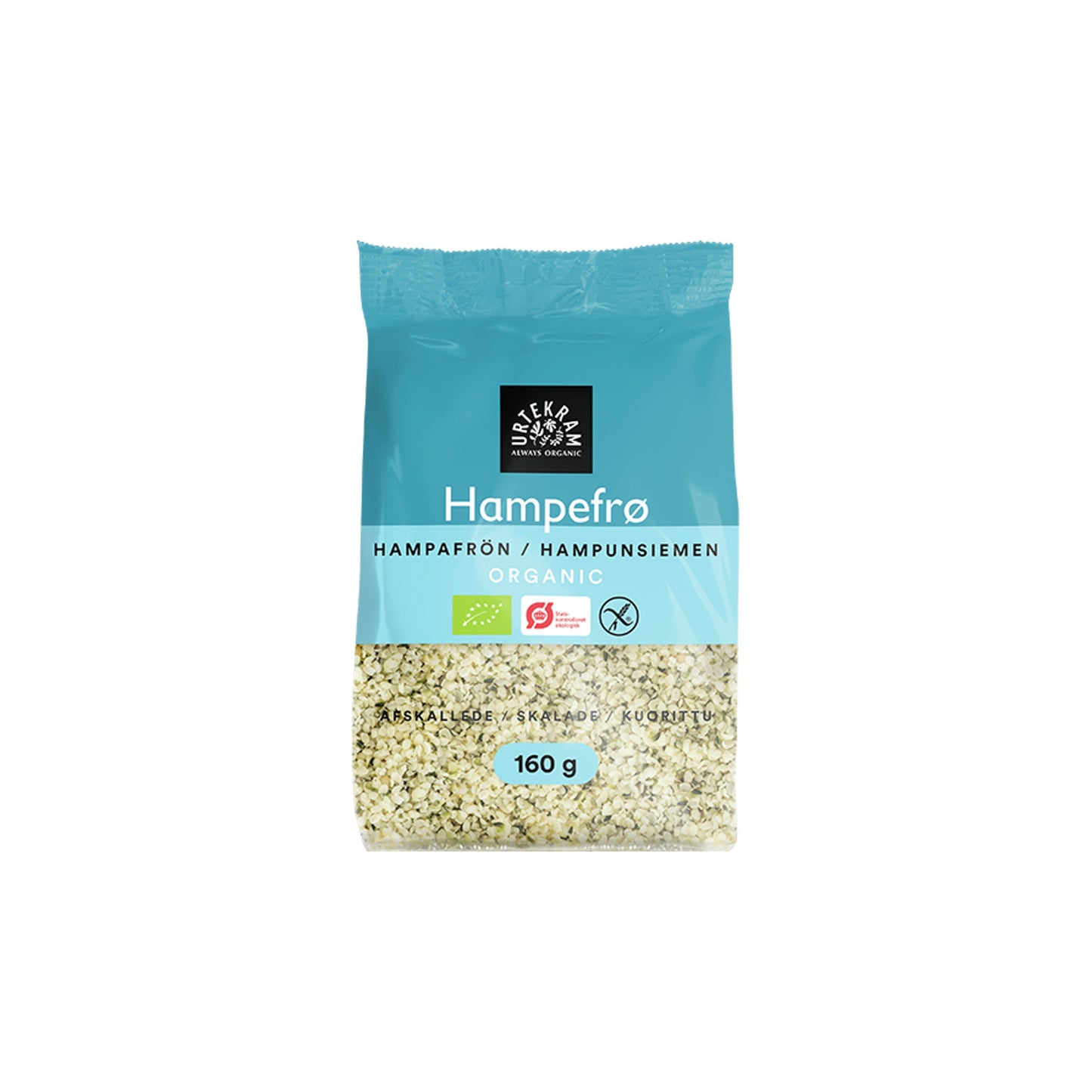 Urtekram lífræn afhýdd hampfræ, 160 g pakki
