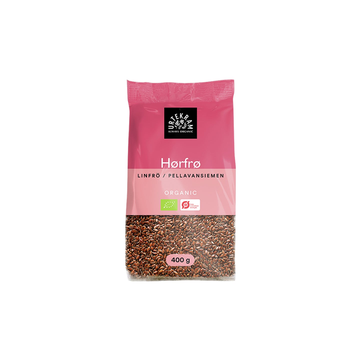 Urtekram lífræn hörfræ, 400 g pakki