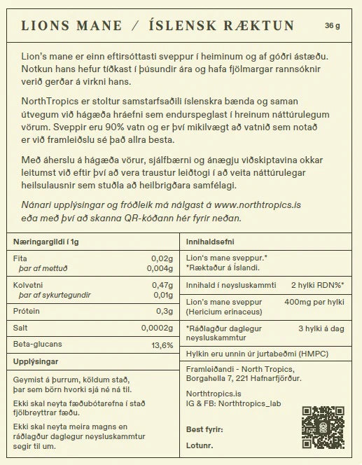 North Tropics Lions Mane 400mg 60 hylki