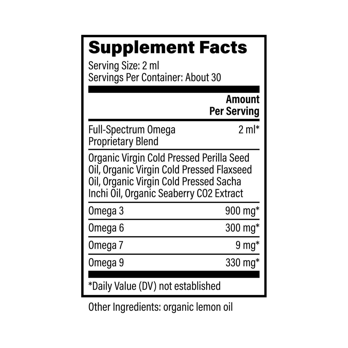 Omega 3-6-7-9 59ml Global Healing – innihaldslýsing